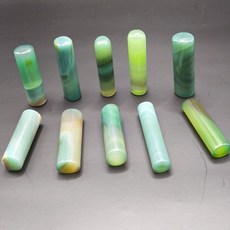 天然翠玉圓柱形印章，個人書法繪畫篆刻專用，精美收藏禮品, 綠瑪瑙, 1個