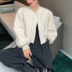 mixbling 露臍休閒夾克女款野戰夾克拉鍊夾克藍色夾克日常休閒夾克 5686