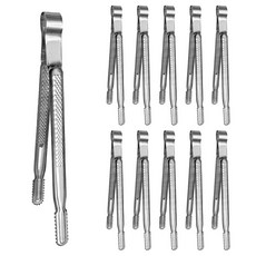 국산 다이아 엠보싱(논슬립) 스텐 악어집게 30cm 왕대, 10개, 실버