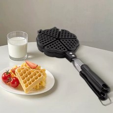 家用華夫餅烤盤 雙面格子鬆餅模具 蛋糕烘焙工具, 1個, 愛心華夫
