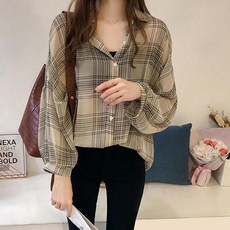 여성 레이온 체크셔츠 남방 가을겨울 래이어드 블랙 블라우스 코디 무지 여자체크셔츠 가을