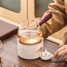 日式蠟燭煮茶爐套裝溫茶爐底座明火烤橘子爐熱茶暖茶加熱爐溫茶器，精選優質材料，安全耐用，提升居家品味, 1個, DFY-玲瓏溫茶爐,圖上有尺寸