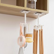 접착식 회전 주방걸이 조리도구걸이, 1개, 회전형 화이트