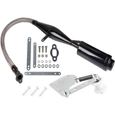 유연한 배기 머플러 파이프 소음기 체인 텐셔너 조절기 키트 49cc 60cc 66cc 80cc 100cc 2행정 엔진 모터사이클 자전거 가솔린 부품（은색）, Silver