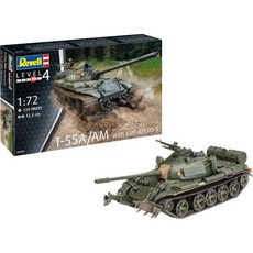 레벨 Revell RV03328 T-55A/AM KMT-6/EMT-5 포함 탱크 모델 키트 172 4.9\" 군용 제작 도색되지 않음, 레벨 Revell RV03328 T-55A/AM KMT, 1개