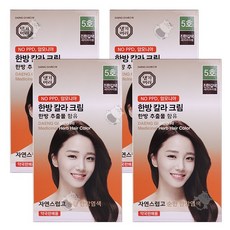 댕기머리 한방칼라크림 5호 진한갈색 새치머리용, 4개+마술패치