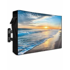 DOME-SPACE 여름 바다 해변 일몰 풍경 야외 TV 커버 외부 평면 스크린 TV용 푸른 하늘 파도 내후성 액정보호필름 지퍼 포함 122.7~127.7cm(48~50, 40"-43"