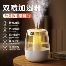 台湾出貨 加濕器 大容量加濕器 香薰機 雙噴加濕器 水氧機 噴霧機 香氛機 芳香噴霧機 靜音加濕器 霧化機 禮物, 白色[雙噴超大霧★2200ML]