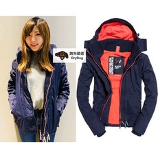 Superdry 風衣外套 極度乾燥 刷毛保暖 三拉鍊 海軍藍 珊瑚紅 連帽, 1個
