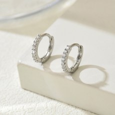 BEAGLE 925純銀 鑲鑽耳扣 百搭耳圈 養耳洞 睡覺免摘 耳飾