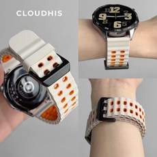 海洋双排扣双色硅胶表带【太空灰橙】, 海洋双排扣双色硅胶表带【太空灰橙】,一加手表3(onepluswatch3)