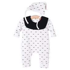 맘스케어 남아용 콧수염우주복 모자 2종세트