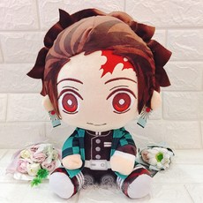 Ts Shop 正版鬼滅之刃娃娃：竈門炭治郎、禰豆子、我妻善逸、嘴平伊之助，可愛布偶吊飾，鬼滅之刃粉絲必備, 1個, 12吋_竈門炭治郎