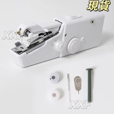 臺灣爆品 手持電動縫紉機 多功能家用便攜迷你小型簡易diy包邊手動裁縫機器, 白色縫紉機常規款（基礎材料包）