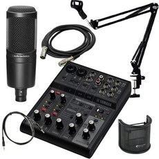 YAMAHA AG06MK2 + AT2020 + + PO7 + XLR + 믹서 B(블랙) 콘덴서 마이크 암형 스탠드