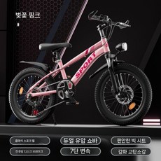초등학생자전거 주니어 두발 중학생 등하교 저학년 자전거, 20인치, 7단, 핑크 7단 듀얼 디스크 유압