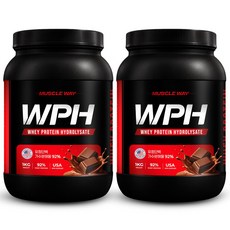 머슬웨이 WPH 92 가수분해유청단백질 프로틴 보충제 초코맛, 2개, 1kg
