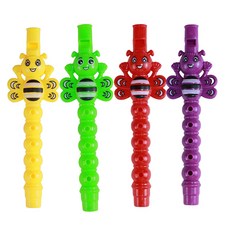 DFMEI 5孔迷你豎笛 兒童早教卡通蜜蜂小笛子樂器吹奏音樂玩具禮品口哨子, 1個, 5孔蜜蜂豎笛:如圖