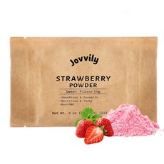 Jovvily 딸기 파우더 - 113.4g(4온스) - 스무디 - 쉐이크 - 디저트