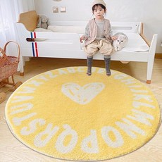 Poowe ABC 원형 어린이 러그 교육용 러그 인조 울 알파벳 아기 크롤링 매트 활동 센터피스 플레이 매트 - 남아 여아 침실 놀이/게임방을 위한 이상적인 선물 라운드 1, Round 31.5", Abc 하트-옐로우