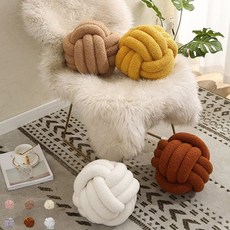 북유럽 자이언트얀 꼬임 매듭 모찌 꽈배기 공쿠션 홈장식일반쿠션 일반쿠션, 28CM, 브라운계열