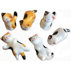 세라믹 귀여운 고양이 젓가락 받침대 저녁 숟가락 스탠드 나이프 포크 홀더6PCS 세트, 1개