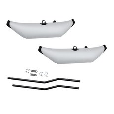 shangren 카약 스탠딩 SUP 초보자를 위한 2x 팽창식 아우트리거 안정기 및 2x 폴 브래킷, 설명, 화이트, 블랙, 1개