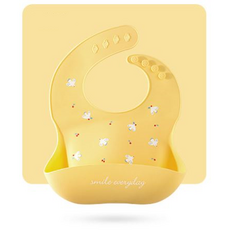 아기 턱받이 실리콘 방수 자기주도 이유식 어린이집 코니 더마더 특허 침받이 무쉬, A타입-노랑새, 1개