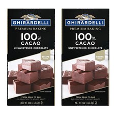 기라델리 프리미엄 100% 카카오 언스위튼 초콜릿 베이킹 바 113g 3팩 GHIRARDELLI Premium 100% Cacao, 3개