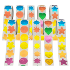 스노벨 1000개입 홀로그램 별 하트 라운드 스티커, 2세트, 혼합1000매(S480)