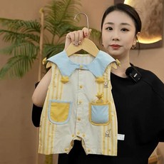 寶寶嬰兒夏季薄款連體衣 哈衣 可愛無袖外出服