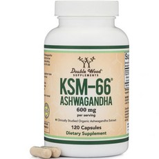 Ashwagandha Capsules 120 Count 500mg Extract 20:1 Potency Adaptogen Stress Relief by Double Wood, 1개