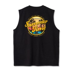 [언더오프] 오버핏 크루넥 슬리브리스 썸머타임 민소매 티셔츠 블랙