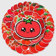 토마토 스티커 귀여운 캐릭터 채소 스티커 캐리어 노트북 꾸미기, 50장(1세트)
