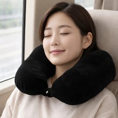 넥플로우 펌핑 에어 목베개(블랙) 기내 여행용 목쿠션, 상세페이지 참조