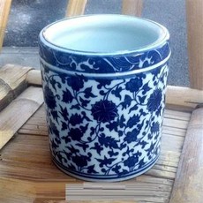 青花瓷筆筒, 景德鎮陶瓷青花筆筒纏枝蓮超大號毛筆筒文房四寶書房擺件, 1個裝