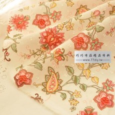 粉紅花枝提花薄棉布 洋裝布料 幅寬140cm, 1個, 粉紅