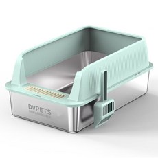 [2025년형]HESUNYI 특대형 스텐 고양이 화장실 40*60*30cm, 1개, 블루