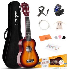 ADM 우쿨렐레 21인치 컬러풀 입문용 세트 선버스트, 1세트, 소프라노