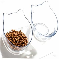 온지니 고양이 더블식기 투명 강아지밥그릇