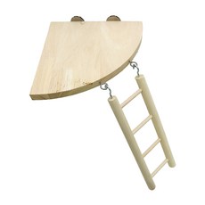 앵무새 삼각 코너 스탠드 휴식대 사다리 달린 새장용 원목놀이터 중소형앵무새용품, 1개, 내츄럴