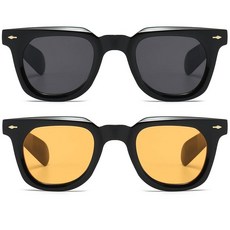 PORADAY 여성용 남성용 스퀘어 선글라스 트렌디한 두꺼운 프레임 선글라스 블랙 쉐이드 A1 블랙/그레이 MM