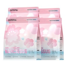 CUTEPOL 카사바 고양이모래 먼지없는 캣 리터 응고형 극세입자, 2.5kg, 4개, 벚꽃 향