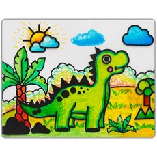 유아 협동미술 밑그림스티커 필름지 꾸미기키트/ 색조각꾸미기 알록달록색칠 모빌만들기 미술DIY, 5개, 공룡(A)