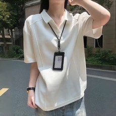 ANYOU 남녀공용 반팔 폴로 티셔츠 디컨스트럭트 디자인 스키퍼 칼라 여름 캐주얼 상의