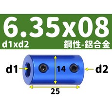 【3DPRT】鋼性 5 6 6.35 8 10 12mm 剛性 連軸器 鋁合金 聯軸器 模型 車 船 專用 L01C1, 1個, 鋼性-內孔06.35X08 -頂絲 S款
