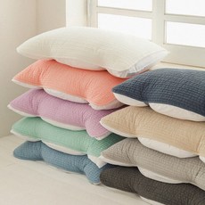온도 60수 순면 피그먼트 줄누빔 고정 밴드형 베개 커버 9color