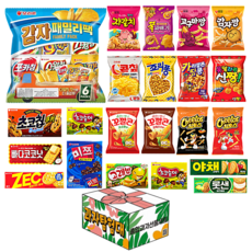 리본선물박스 봉지 + 곽 스낵 모음 과자 세트, 1세트, 27종 봉지 + 곽