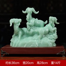 玉石三羊開泰羊擺件十二生肖羊室, 1件, 三羊開泰藍冰玉:如圖所示