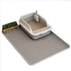 加寬加大網格雙層貓砂墊, 1個, 灰色